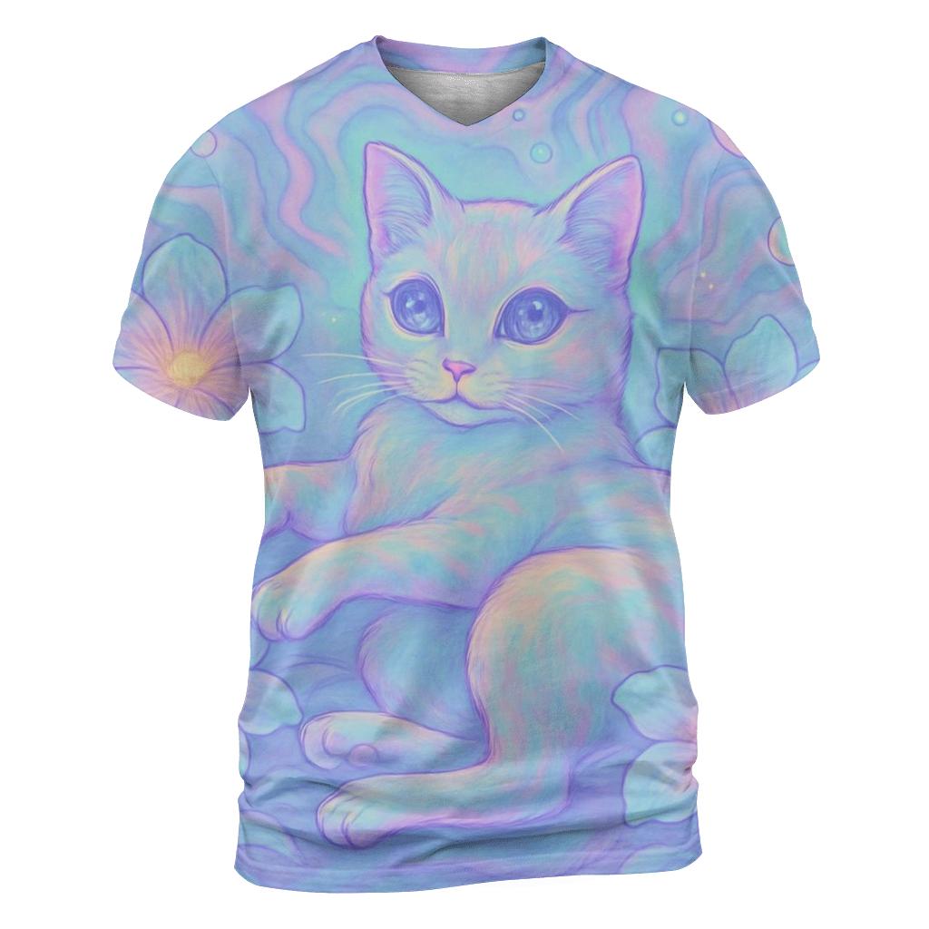 Psychedelic Dream Garden Cat trendy printed shirt styles