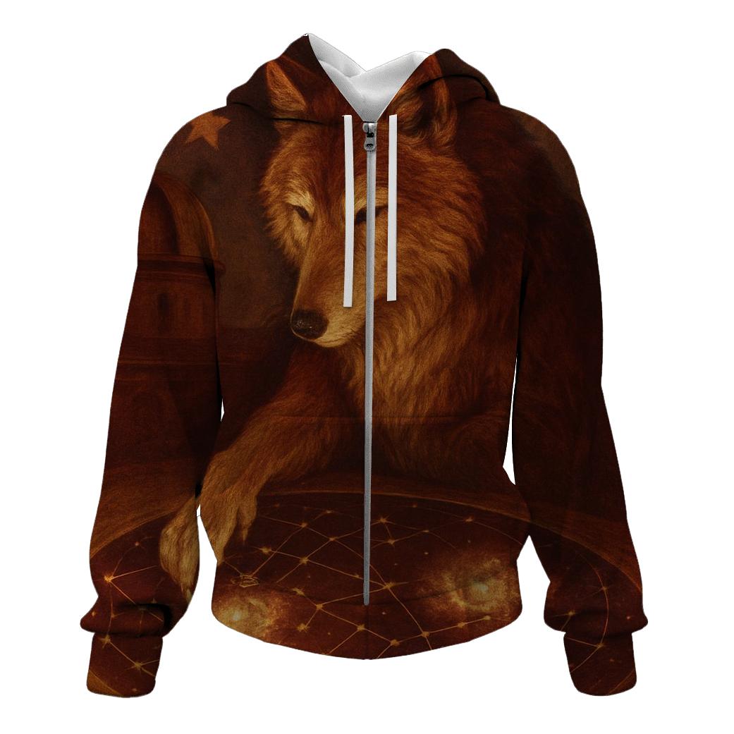 Celestial Cartographer Wolf lightweight hoodies