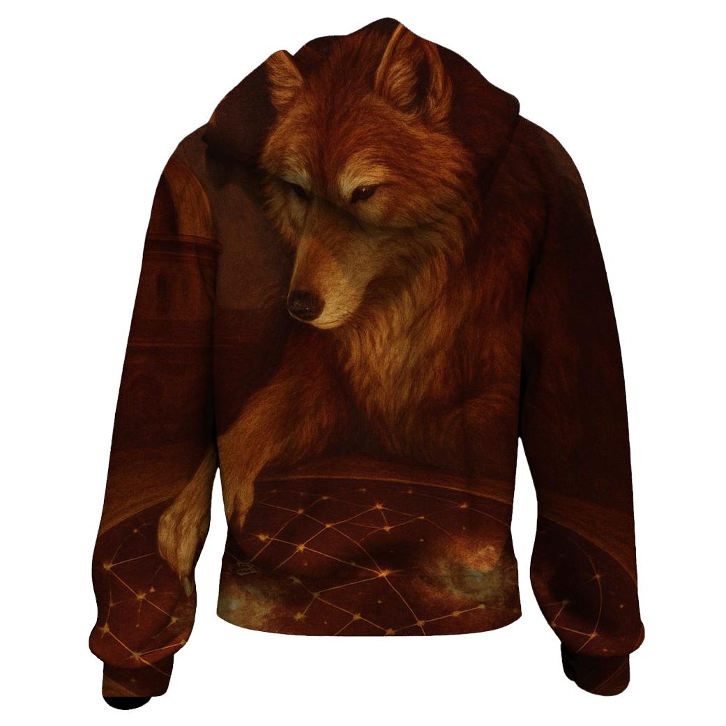Celestial Cartographer Wolf lightweight hoodies