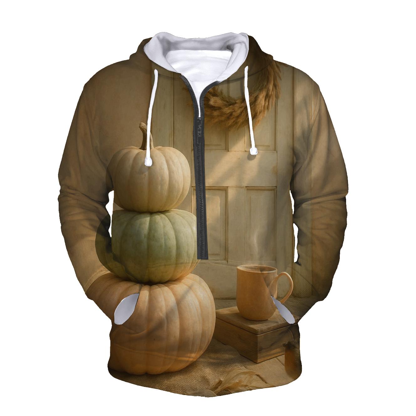 Sunlit Pumpkins On Front Porch pullover hoodies