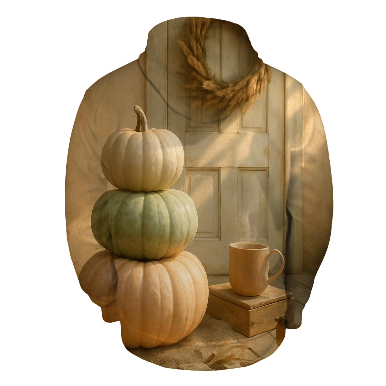 Sunlit Pumpkins On Front Porch pullover hoodies
