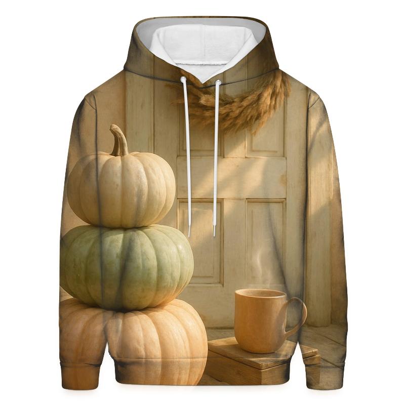 Sunlit Pumpkins On Front Porch premium hoodies