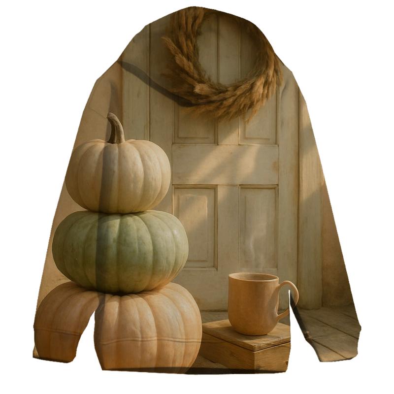 Sunlit Pumpkins On Front Porch premium hoodies