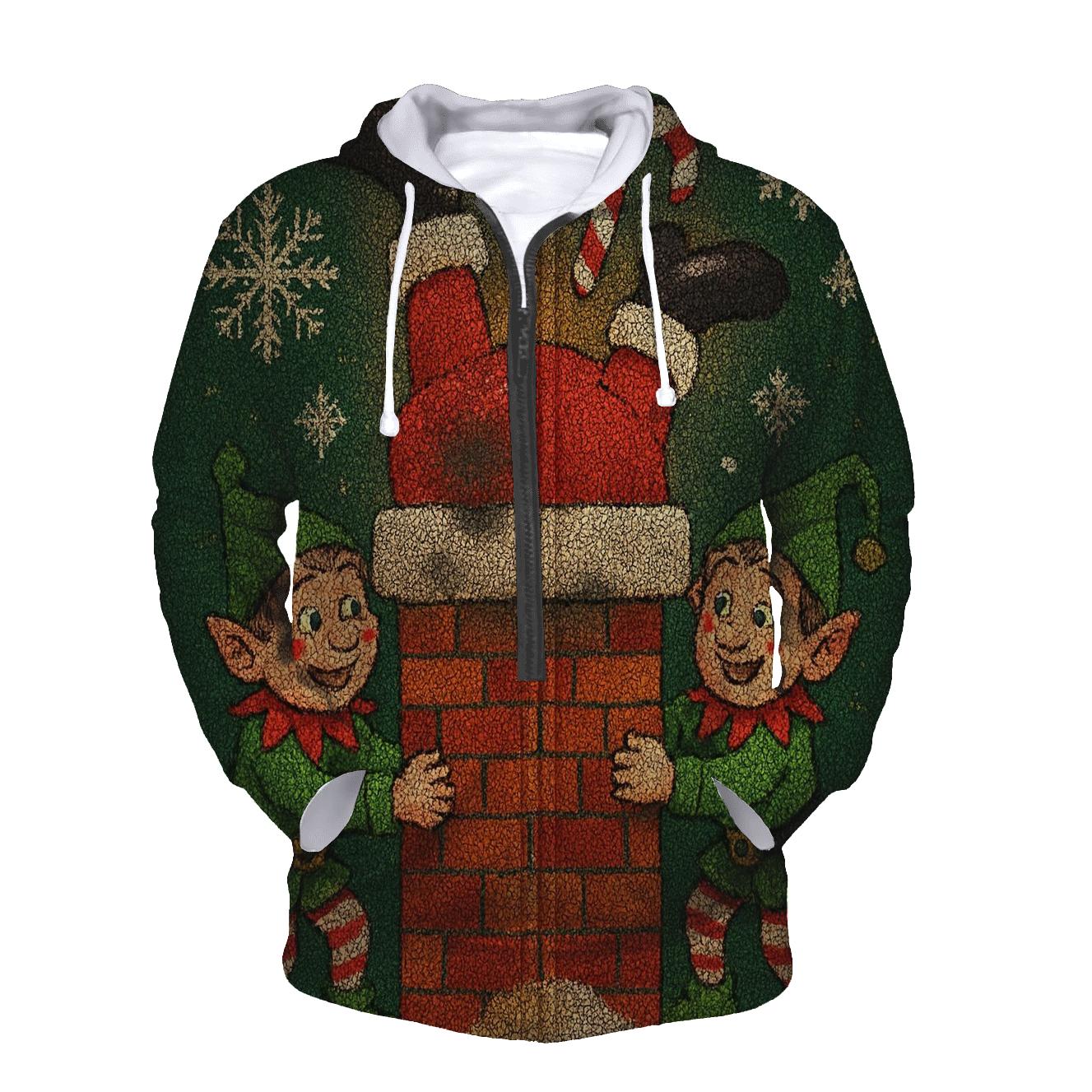 Santa Stuck In Chimney Confessional premium hoodies