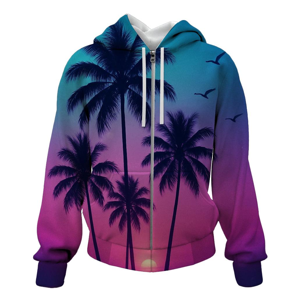 Neon Palm Afterglow premium hoodies