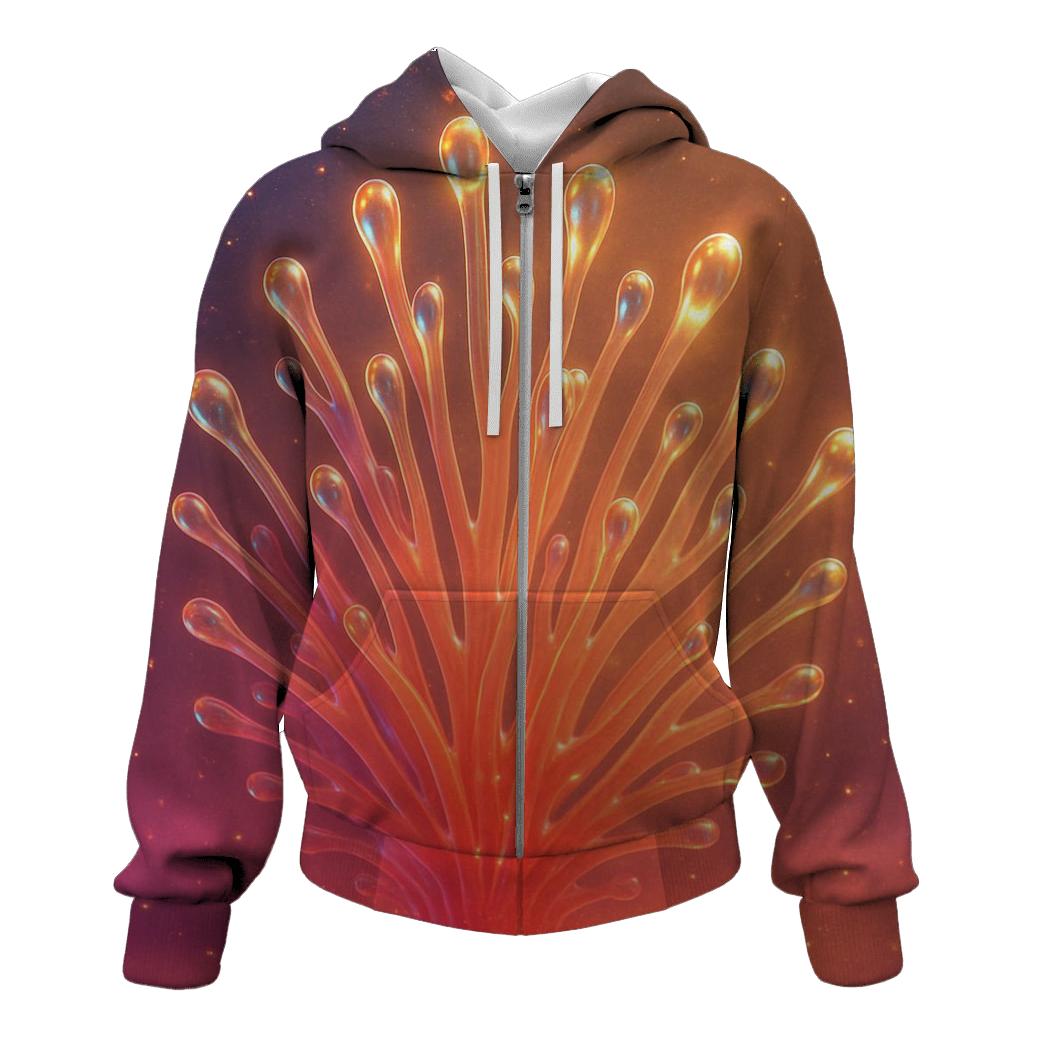 Cosmic Coral Bloom printed hoodies