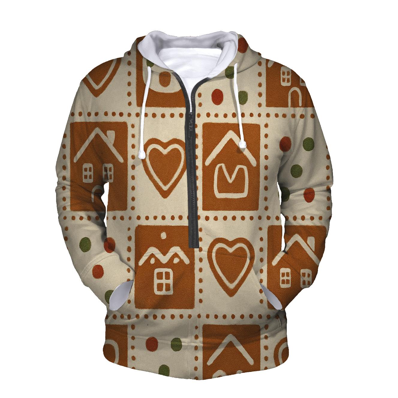 Gingerbread Tile Mosaic On Beige Background custom hoodies