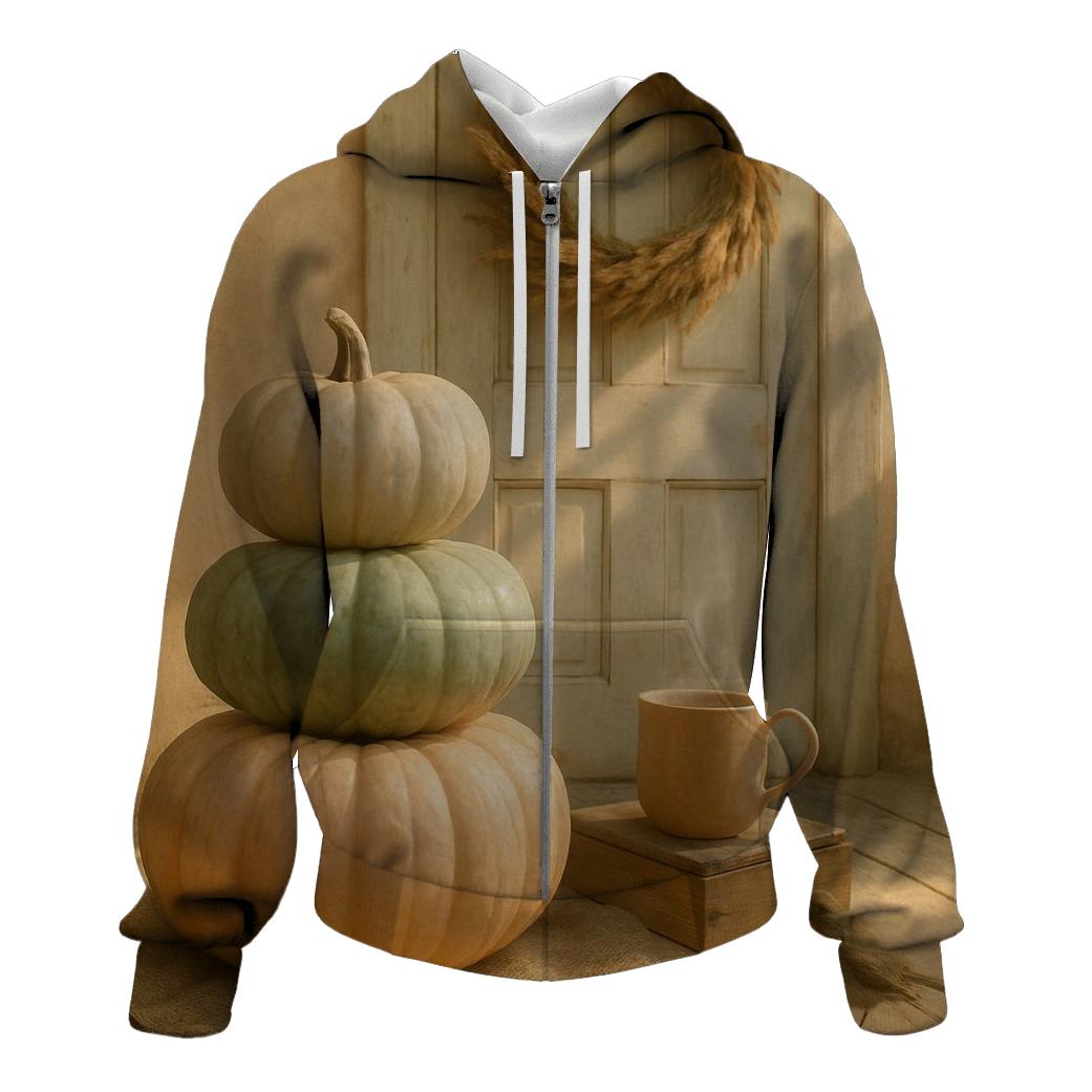 Sunlit Pumpkins On Front Porch pullover hoodies