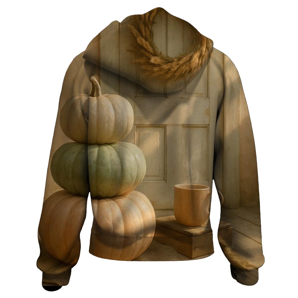 Sunlit Pumpkins On Front Porch pullover hoodies