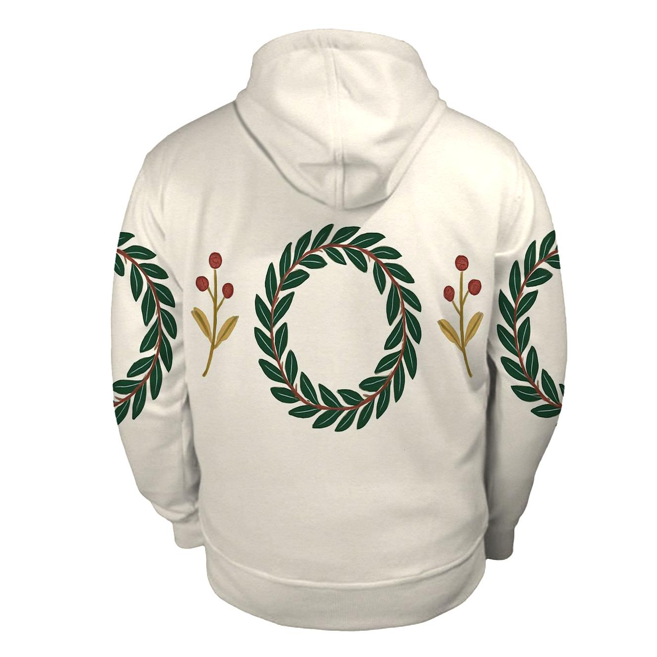 Wreath Border Alternating On Ivory Background zip-up hoodies