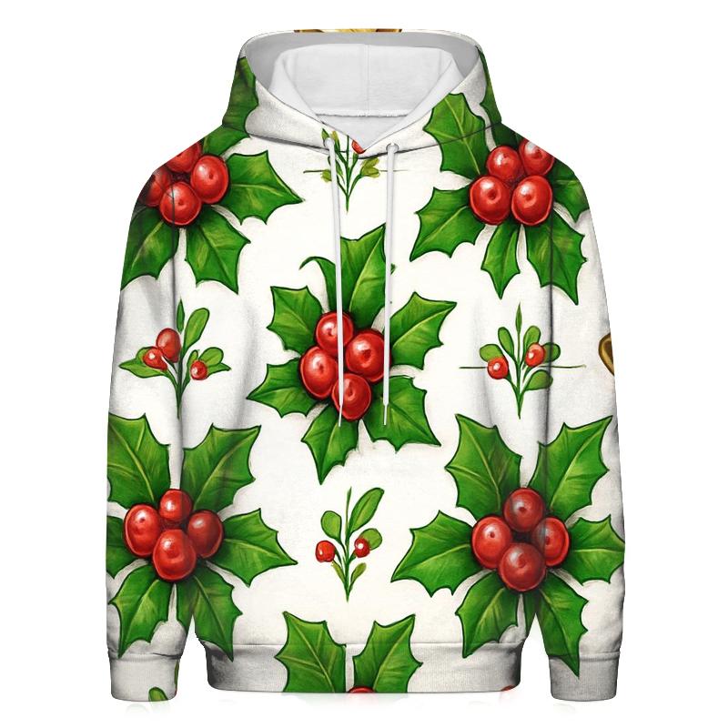 Red Holly Grid On White Background graphic hoodies