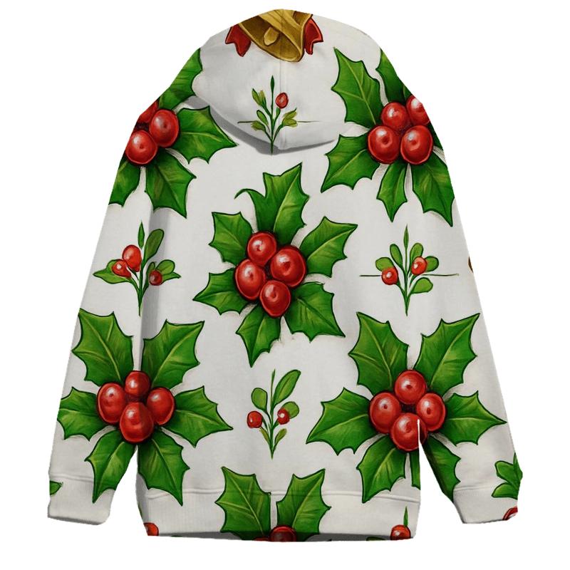 Red Holly Grid On White Background graphic hoodies