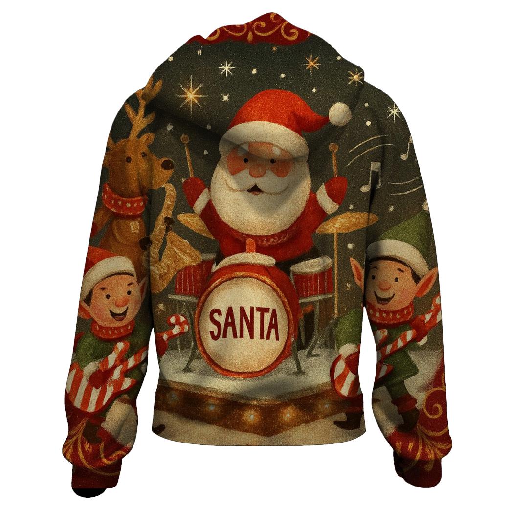 Santa Sleigh Garage Band premium hoodies