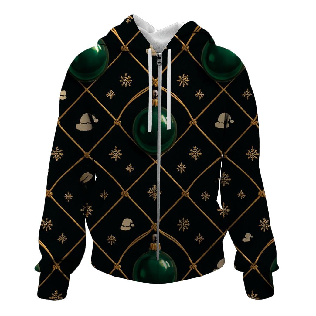 Green Ornament Lattice On Black Background pullover hoodies