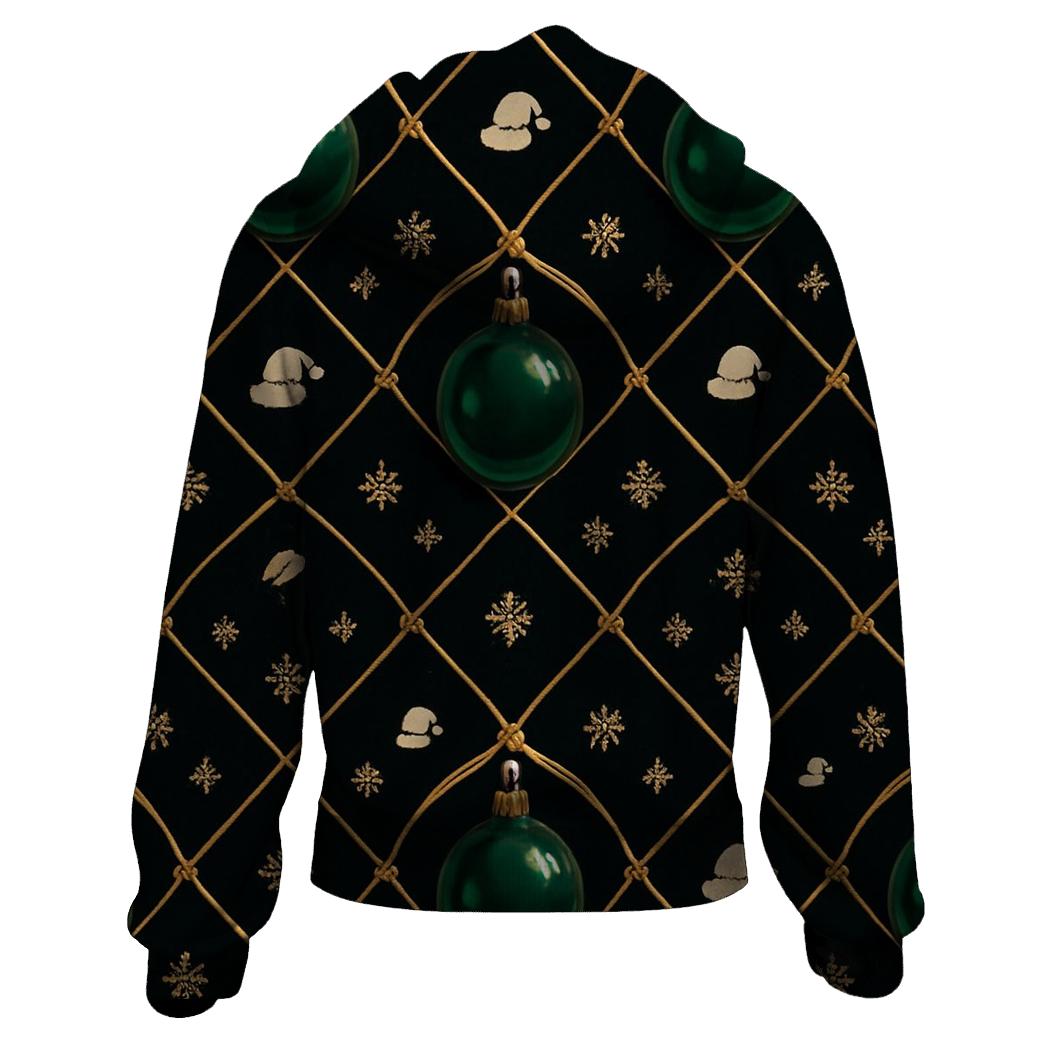 Green Ornament Lattice On Black Background pullover hoodies