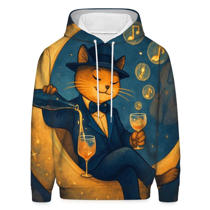 Galactic Jazz Lounge Cat printed hoodies