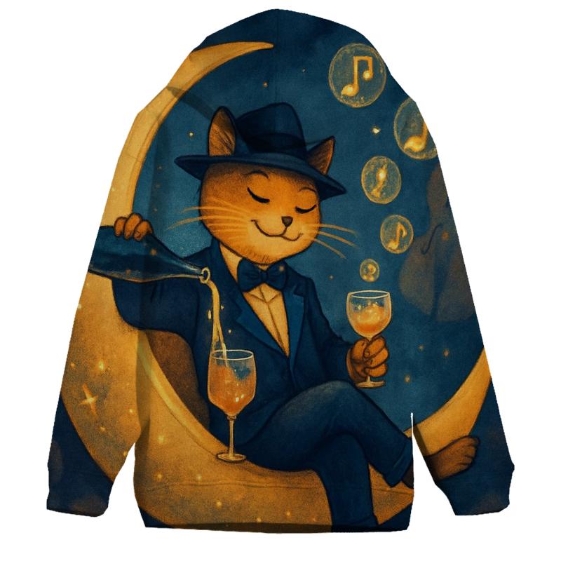Galactic Jazz Lounge Cat printed hoodies