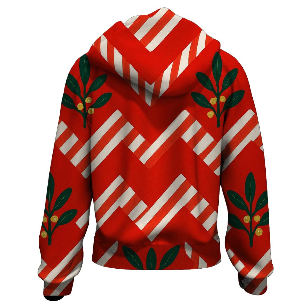 Candy Cane Chevron On Red Background printed hoodies