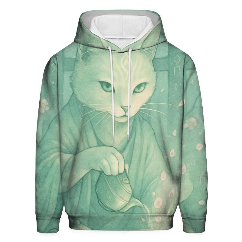 Tea Ceremony Mystic Guardian Cat embroidered hoodies