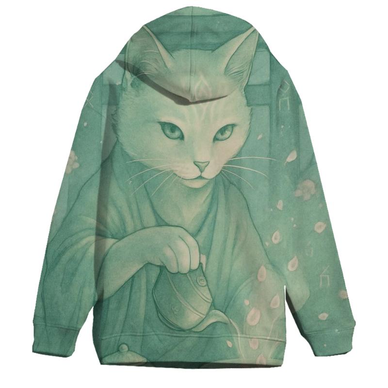 Tea Ceremony Mystic Guardian Cat embroidered hoodies