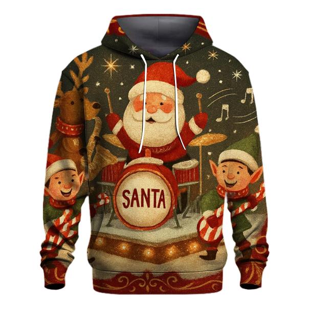 Santa Sleigh Garage Band printed hoodies