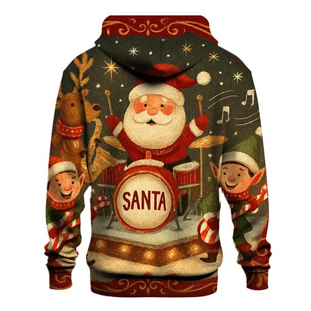 Santa Sleigh Garage Band printed hoodies