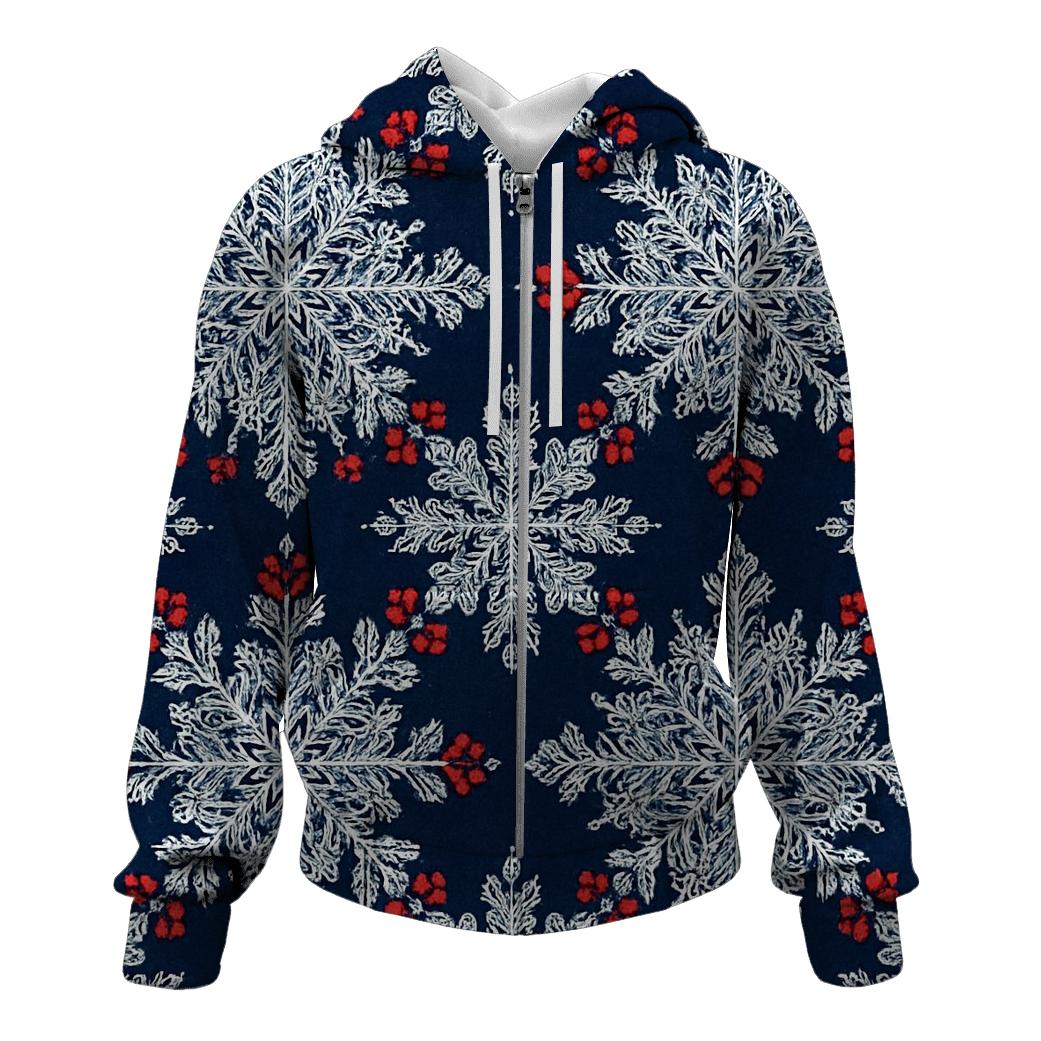 Snowflake Lace On Navy Blue Background printed hoodies