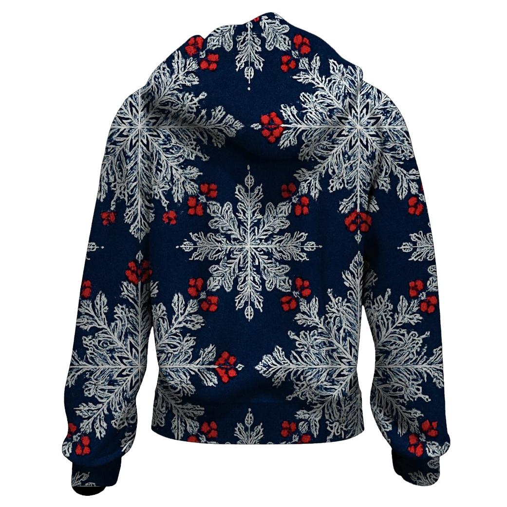 Snowflake Lace On Navy Blue Background printed hoodies