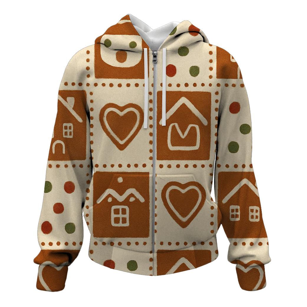 Gingerbread Tile Mosaic On Beige Background graphic hoodies