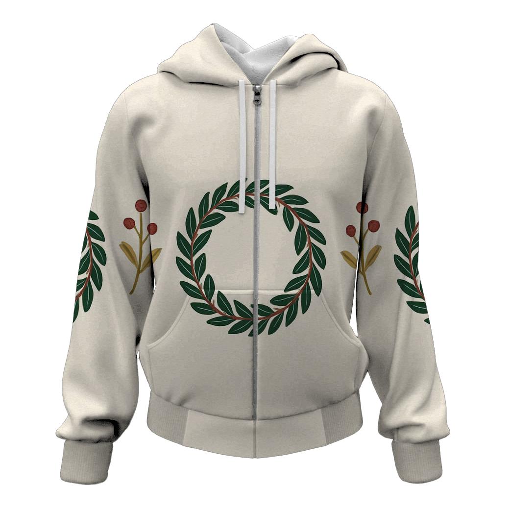 Wreath Border Alternating On Ivory Background lightweight hoodies