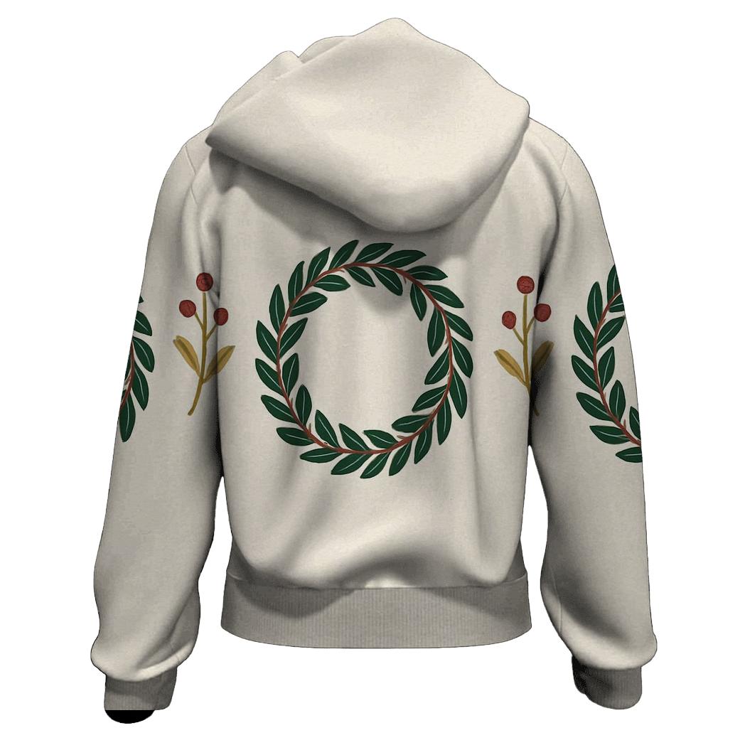 Wreath Border Alternating On Ivory Background lightweight hoodies