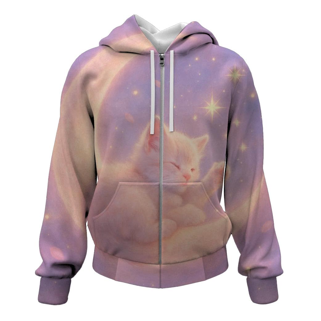 Moonlit Dream Kitten zip-up hoodies