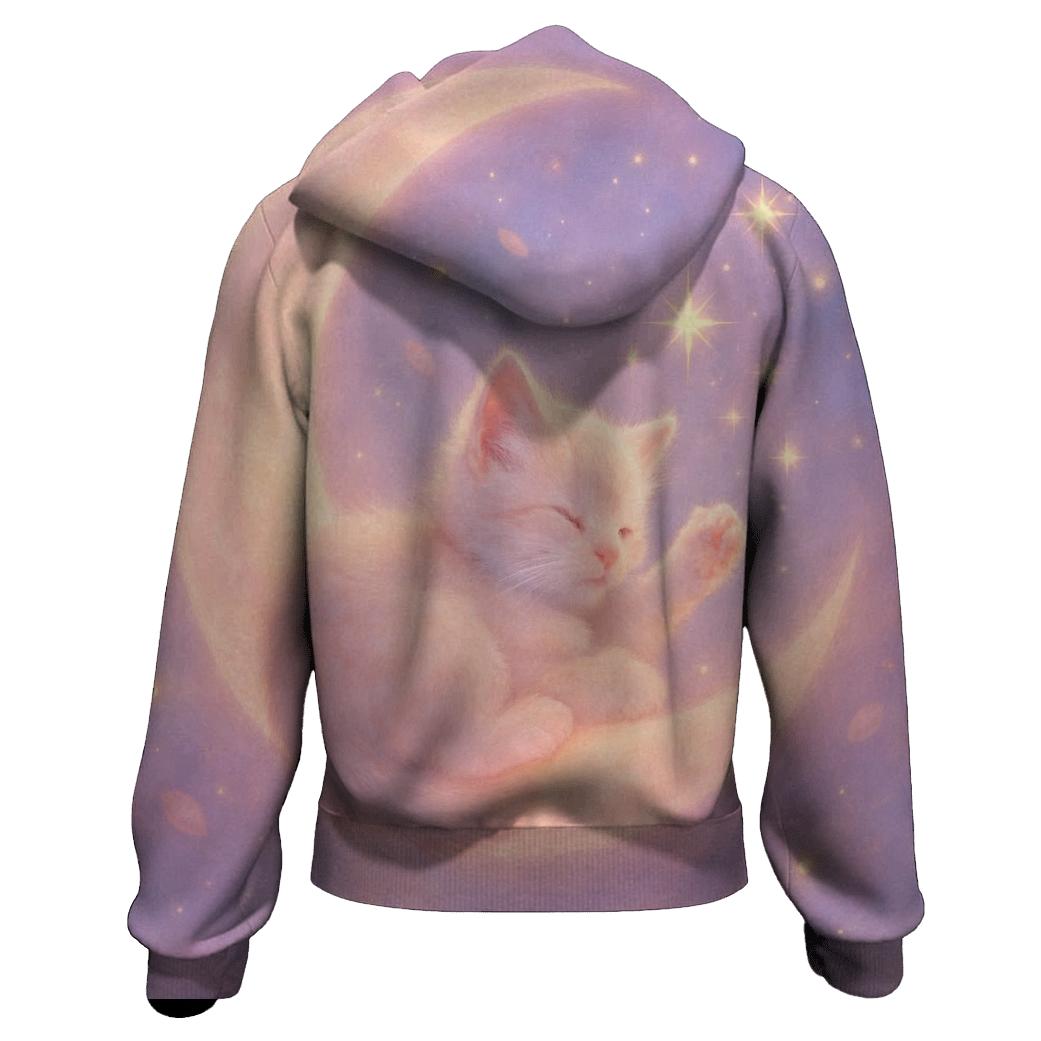 Moonlit Dream Kitten zip-up hoodies
