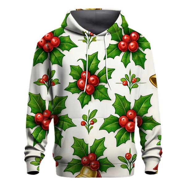 Red Holly Grid On White Background hoodies fashion