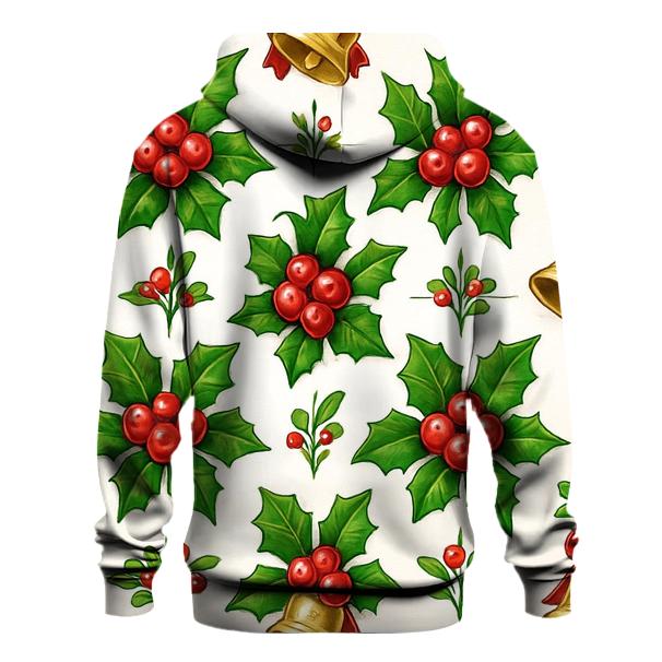 Red Holly Grid On White Background hoodies fashion