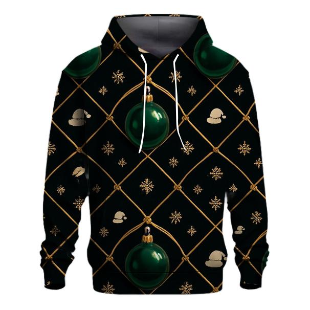 Green Ornament Lattice On Black Background lightweight hoodies