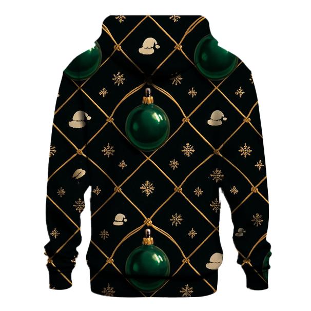 Green Ornament Lattice On Black Background lightweight hoodies