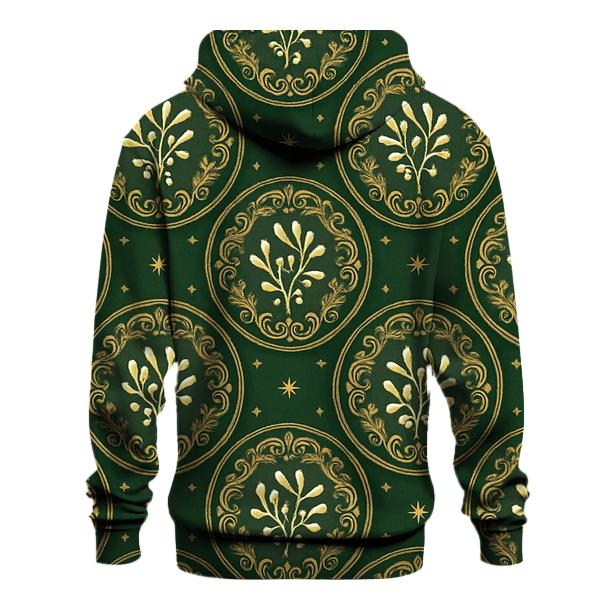 Mistletoe Medallion Radial On Green Background lightweight hoodies