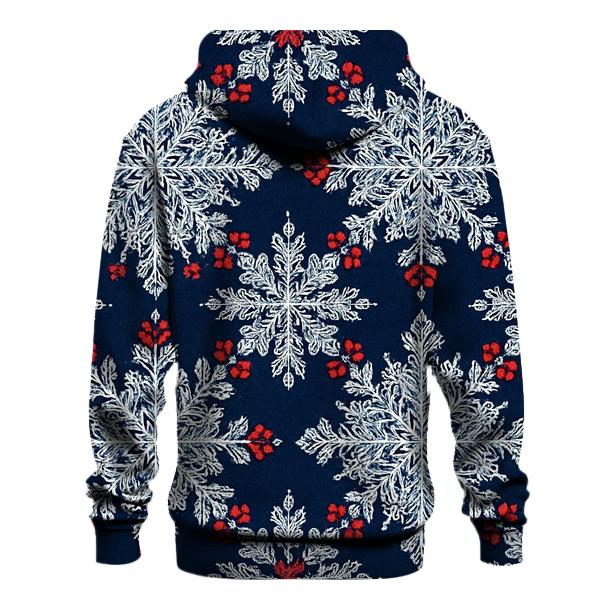 Snowflake Lace On Navy Blue Background designer hoodies