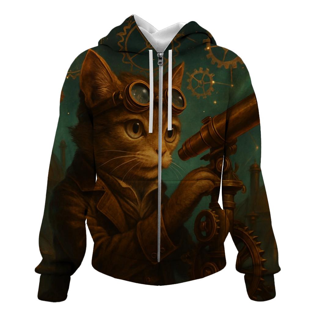 Clockwork Astronomer Cat heavyweight hoodies