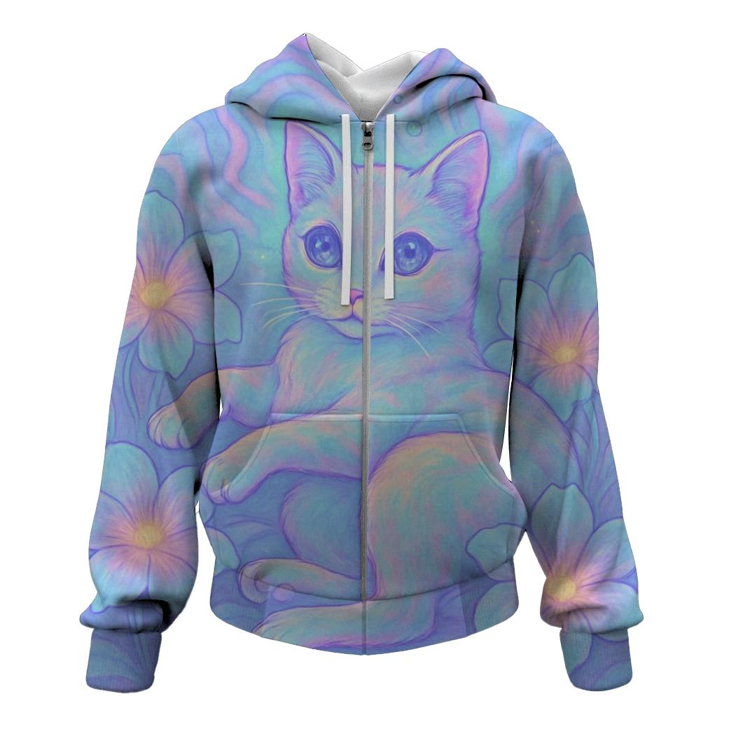 Psychedelic Dream Garden Cat hoodie designs