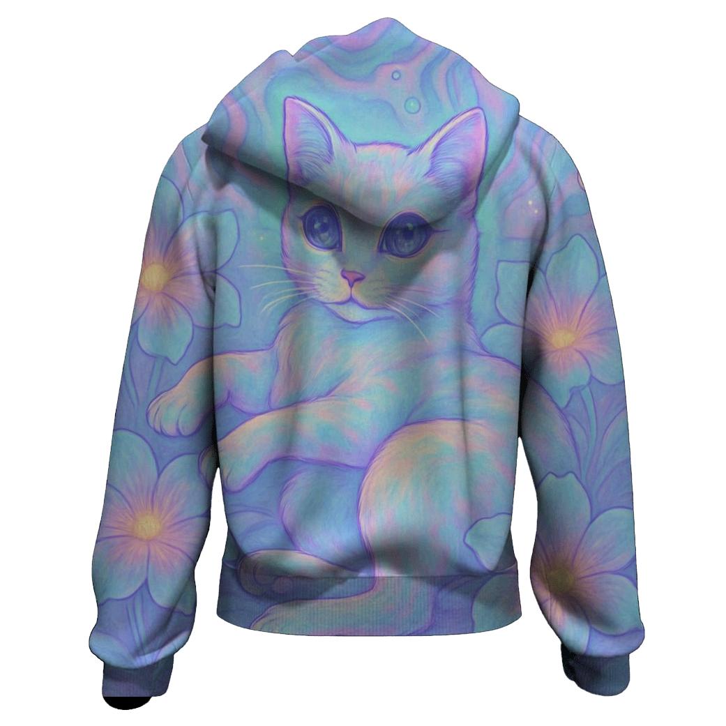 Psychedelic Dream Garden Cat hoodie designs