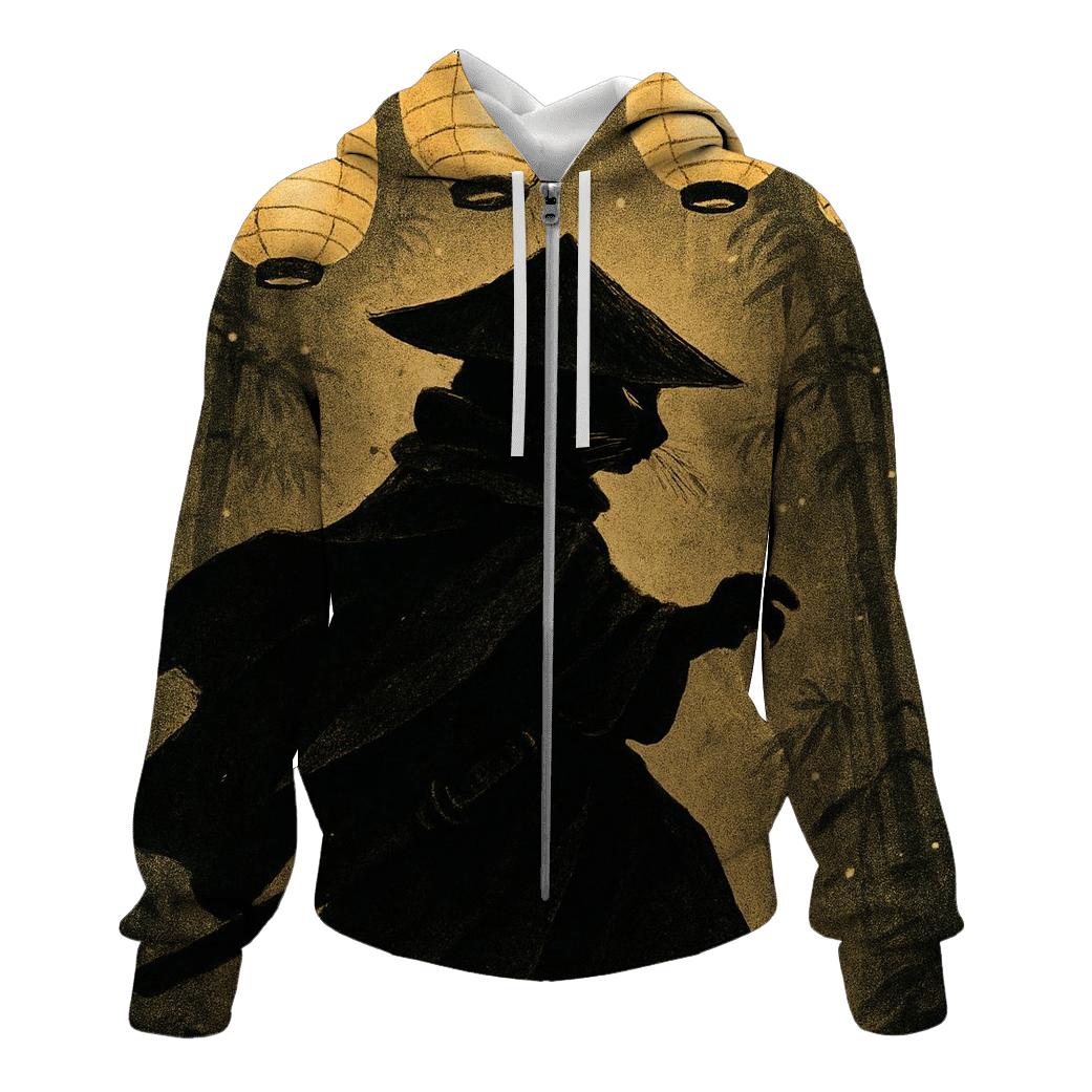 Samurai Lantern Night Cat pullover hoodies