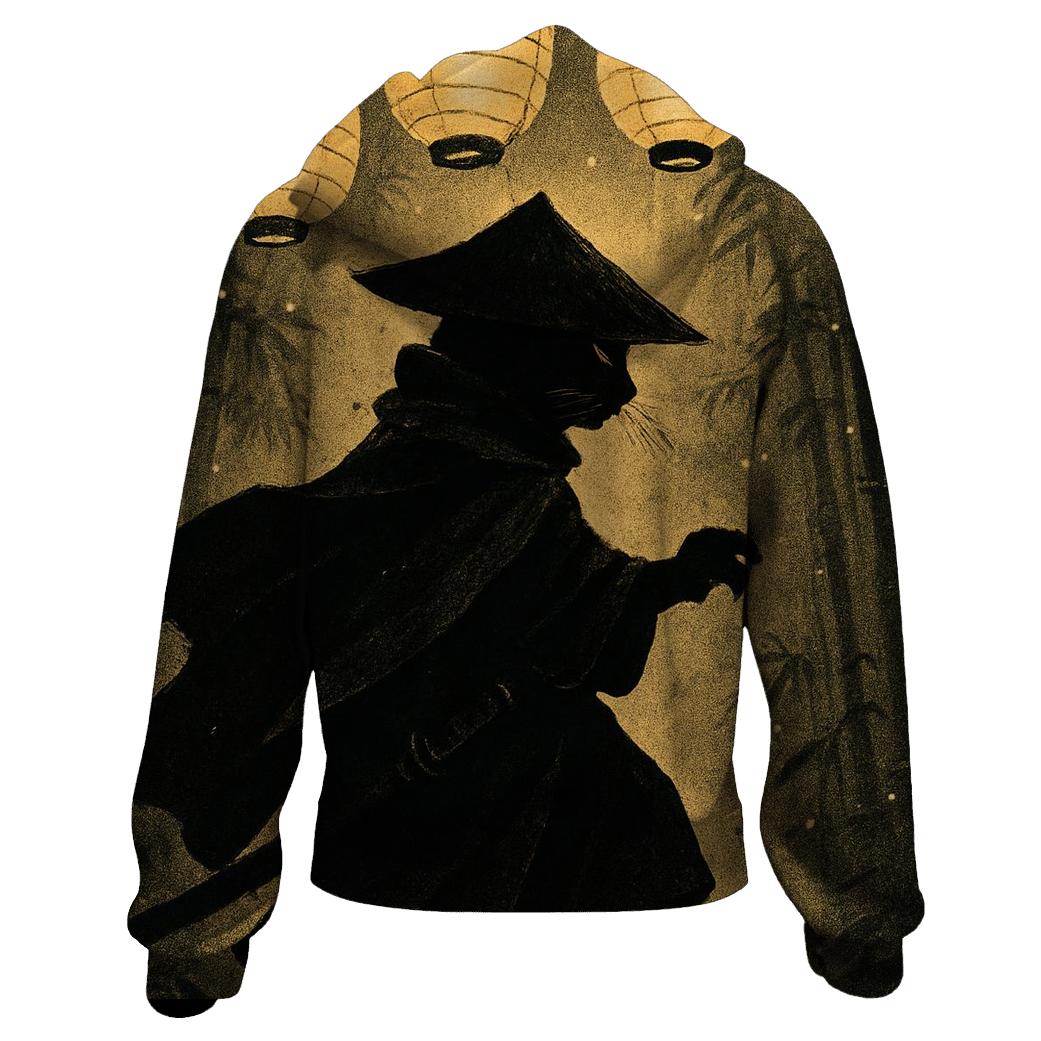Samurai Lantern Night Cat pullover hoodies