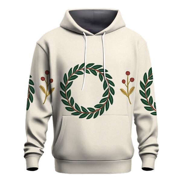 Wreath Border Alternating On Ivory Background zip-up hoodies