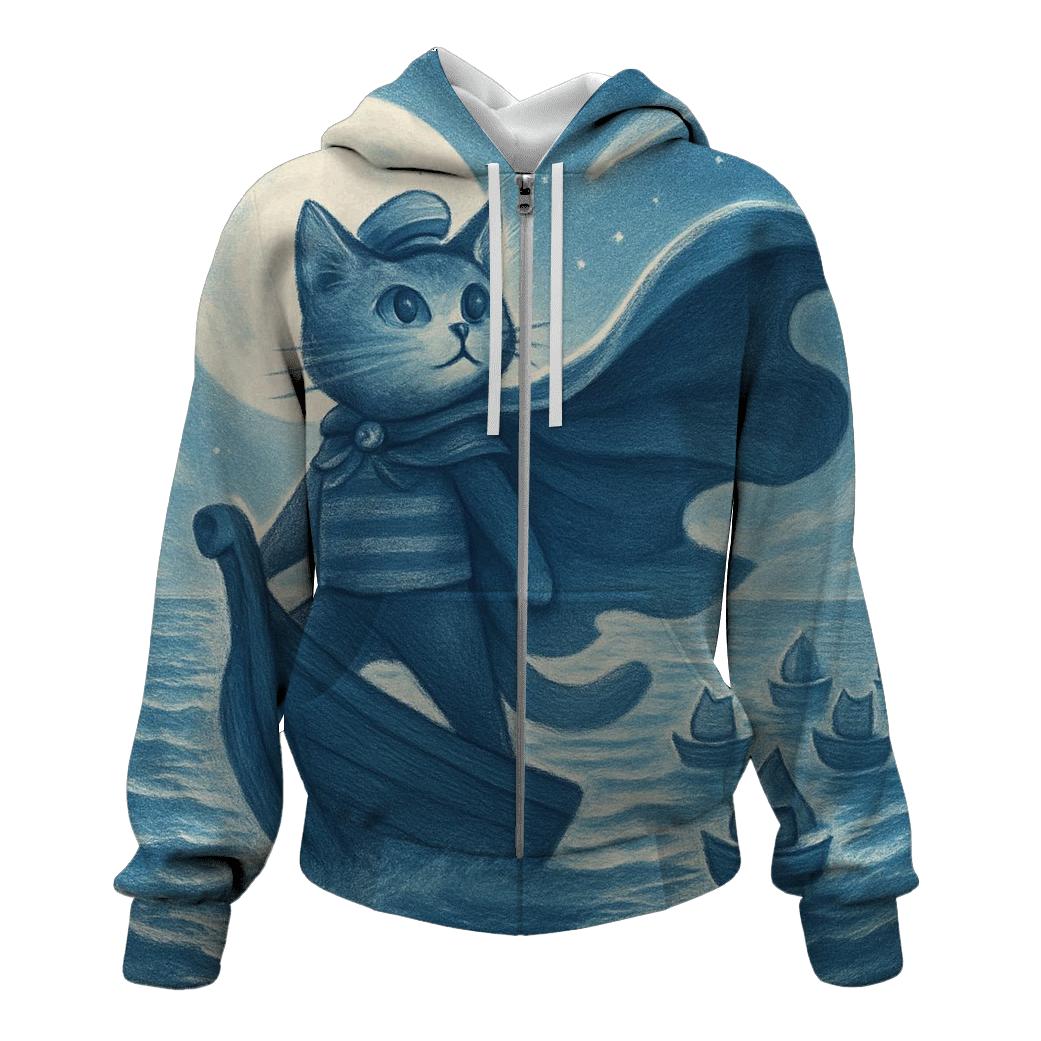 Moonlight Sailor Cat Fleet custom hoodies