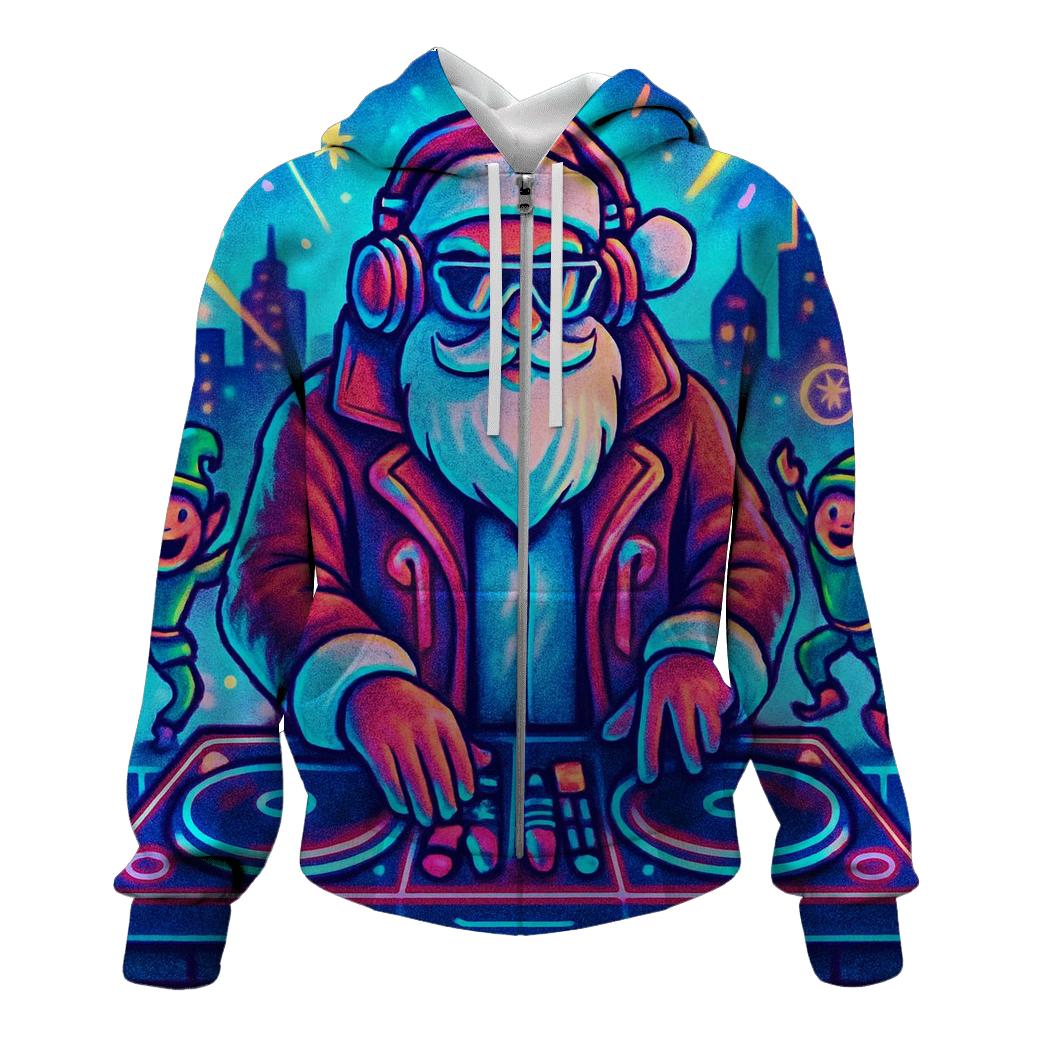 Neon Night Santa DJ designer hoodies