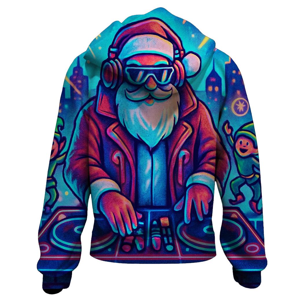 Neon Night Santa DJ designer hoodies