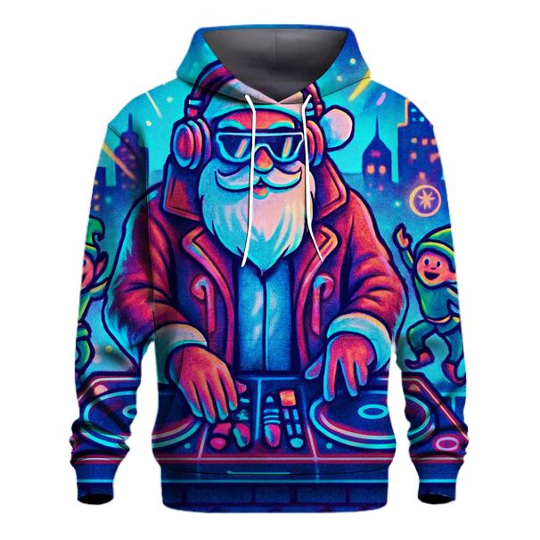 Neon Night Santa DJ hoodie designs