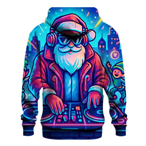 Neon Night Santa DJ hoodie designs